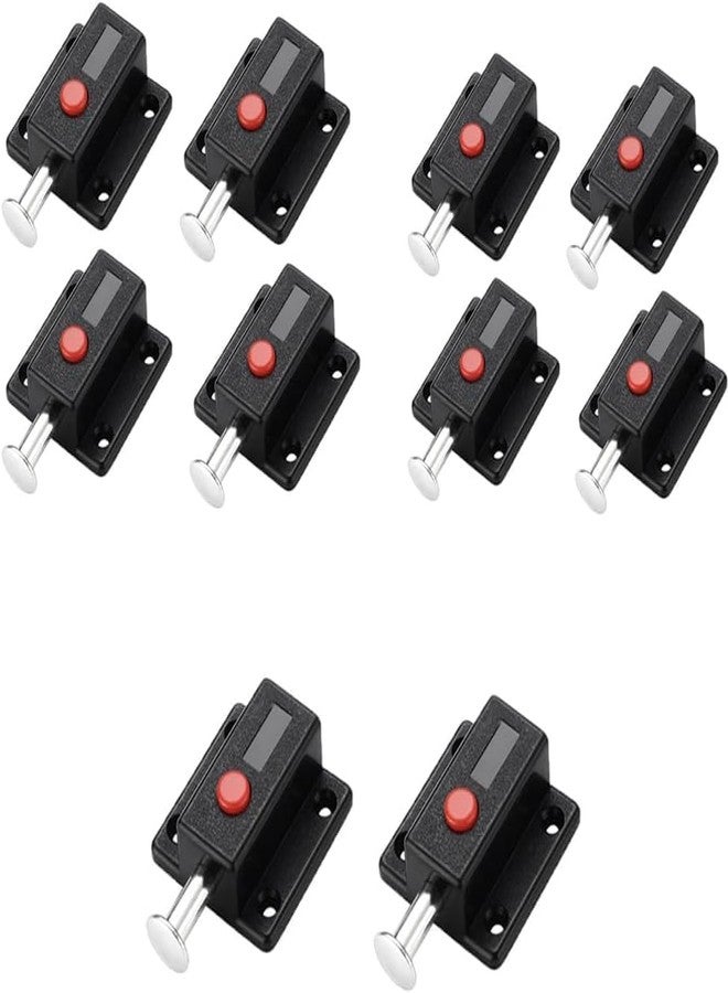 Valajogi 10 Pcs Automatic Spring Loaded Door Latch Lock ABS Plastic Push Security Bolt for Windows Cabinets Drawers Kitchen Furniture Sliding Locks Home Safety & Window Cabinet Drawer (Black) - Image 1